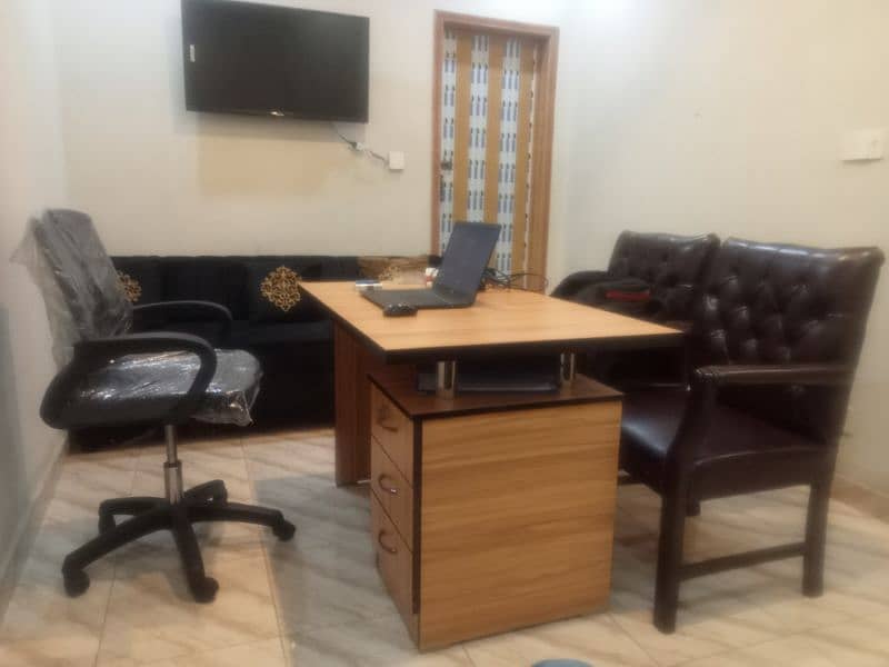 L shape sofa and office table chairs for sale 2