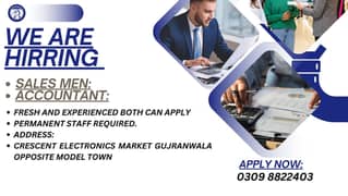 Urgently Hiring: Salesman & Accountant – Apply Now!