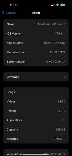 15 pro max 256gb pta 87%battery