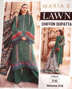 Premium Lawn 3 piece Suit Chiffon Dupatta Unstitched