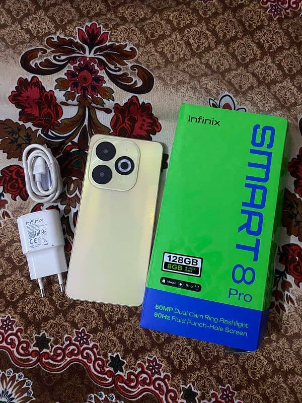 Infinix smart 8pro 4+4/128GB with 10 months warntty with box charger 1