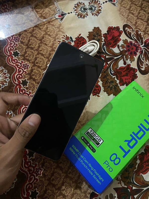 Infinix smart 8pro 4+4/128GB with 10 months warntty with box charger 4