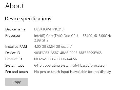 Dell Desktop CPU - Core 2 duo- 4gb RAM 7