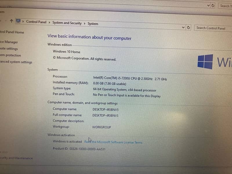 Lenovo thinkpad core i5 7th generation X270 0