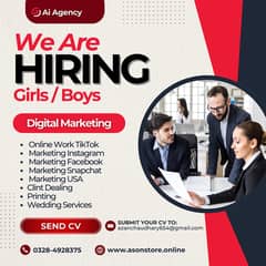 Marketing Job Girls And Boys Office Based and online