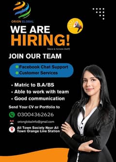 Job offer In Online Chat Support office Ali Town Lahore