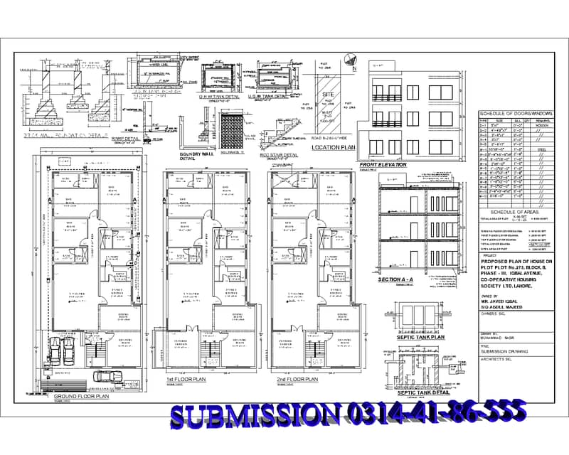 Architect Servicesنقشہ نویس:House Map:Front Elevation 1