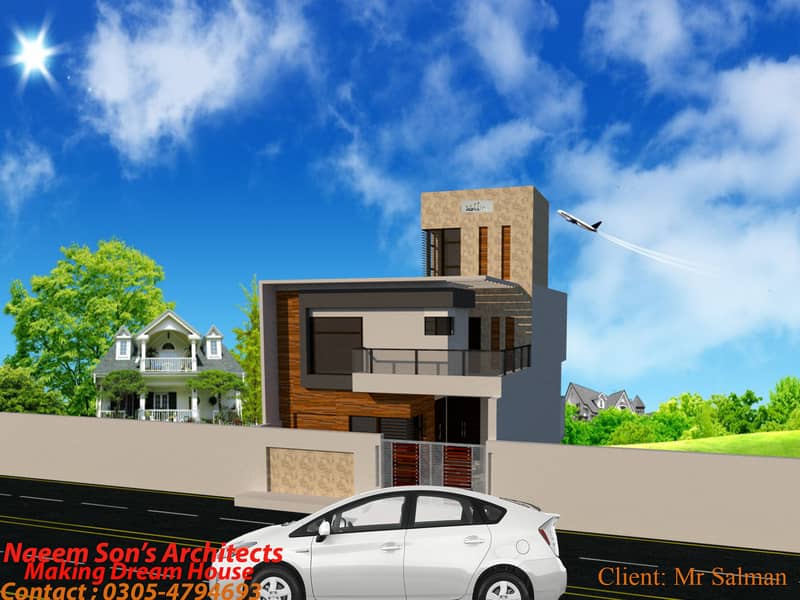 Architect Servicesنقشہ نویس:House Map:Front Elevation 2