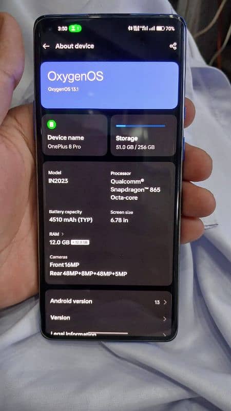 Oneplus 8 Pro 12 GB + 256 GB 7