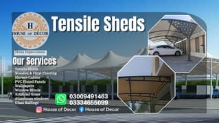 sheds \ fiberglass sheds \ tensile shades \ car parking shed \ shade