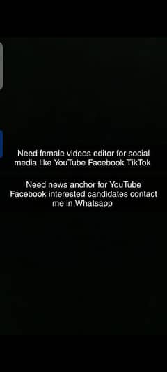 Need female video editor