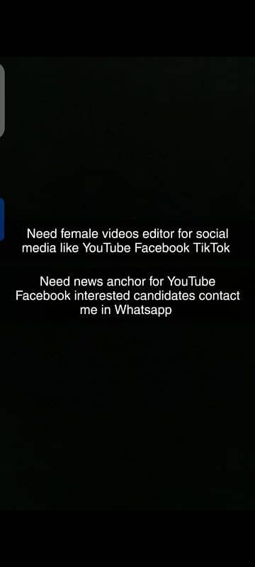 Need female video editor 0