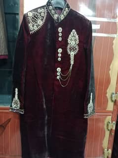 groom Dark mehroon welwat sherwani