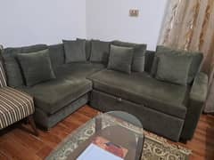 L-shaped sofa cum double bed for sale