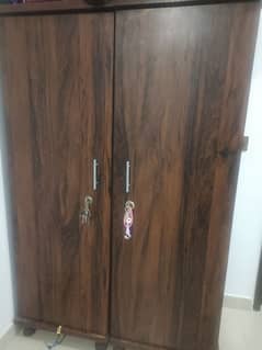 brown 2 doors wood Almirah