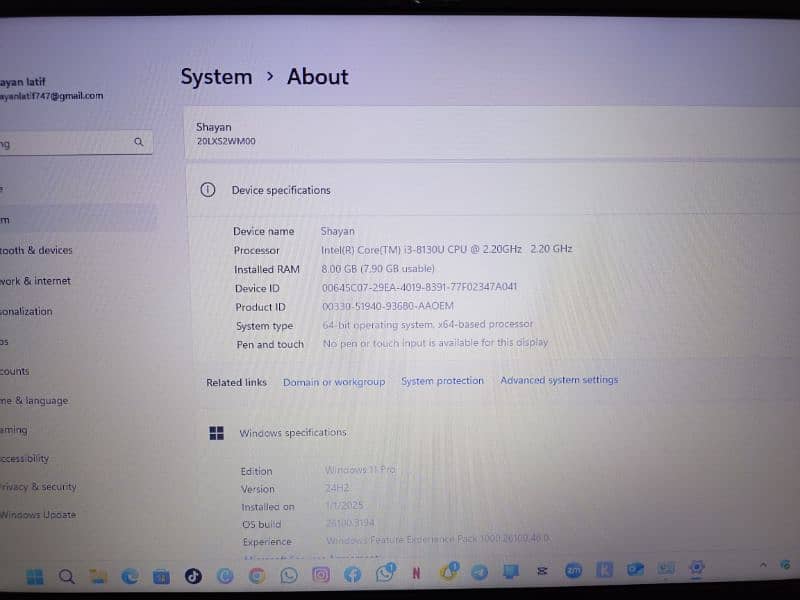 Lenovo Thinkpad L580 (Core i3 -8130U 8GB Ram 128 GB SSD 5