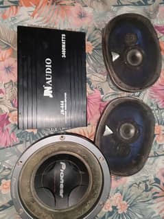 amplifier, woofer, speaker full set for sale