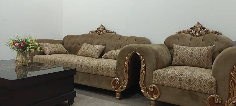 Sofa set new condition camel colour 1