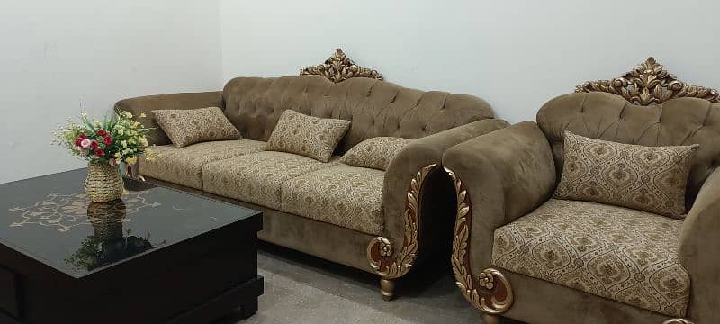 Sofa set new condition camel colour 8