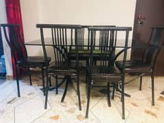 metal and glass dinning table 6 seater