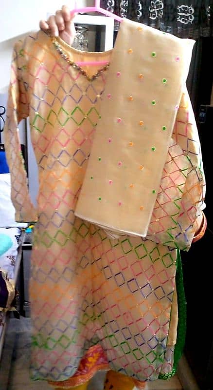 Organza fancy 2 piece shirt dupatta 1