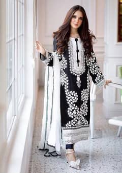 3 pcs women Unstitched Embroidery suit (CONTACT ONLY WHATSAPP)