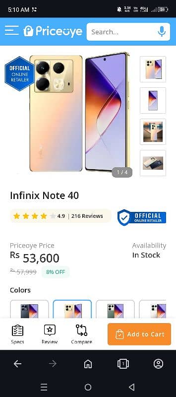 infinix note 40 sle & exchange only camon 30s complete box golden clr 3