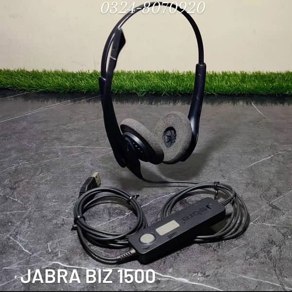 Jabra Biz 1500 USB Headphone Headset Noise Free Mic for Calls Meetings 0