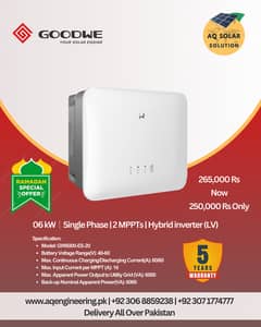 6 kW  Single Phase | 2 MPPTs | Hybrid inverter (LV)