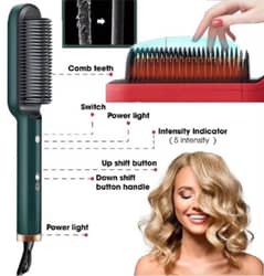 2-in-1 Hair Straightener & Curler Heating Brush Straightening Comb