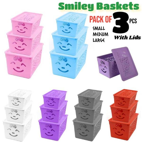 3 PCs beautiful smily face basket 3