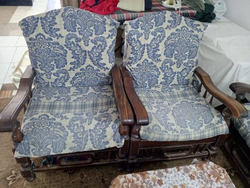 5 seater sofa set pure wood with central table 1