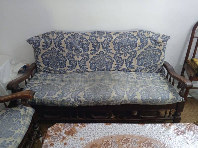5 seater sofa set pure wood with central table 2
