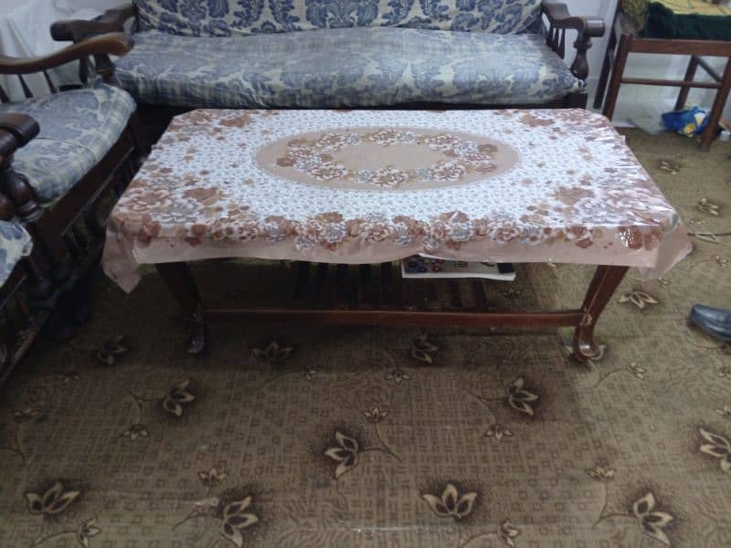 5 seater sofa set pure wood with central table 3