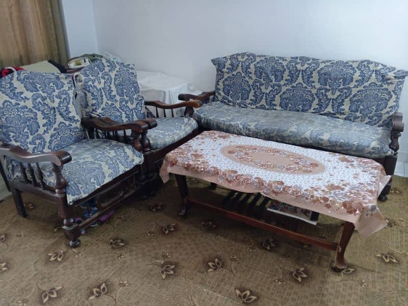 5 seater sofa set pure wood with central table 4