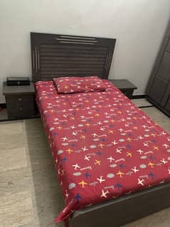 Bed 120x200 with side tables & cabinet for sale