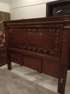 Wooden King Size Bed, Side Tables, and Dressing Table