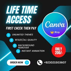 canva pro life time + admin panel /check then pay 150