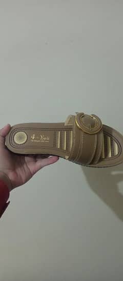 Eid Collection Camel PU Casual Slipper by 4you Footwear, size 10