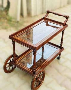 wooden tea trolley