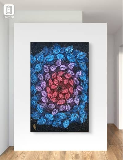 Floral handmade acrylic abstract painting.