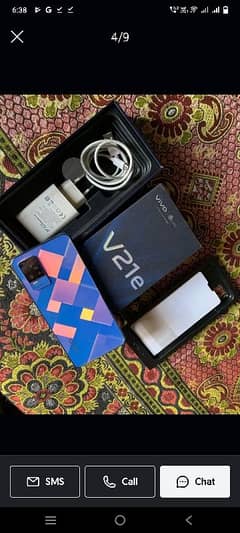 vivo v21e pack phone 8/128 with box charger camera phone