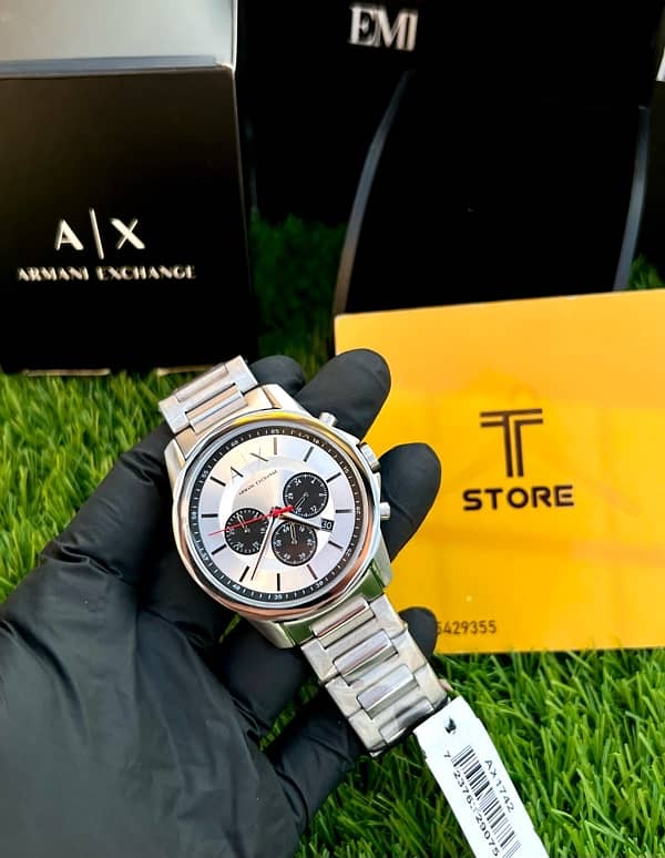 Original Armani Exchange Silver Stainless Steel Watch Complete Box 0