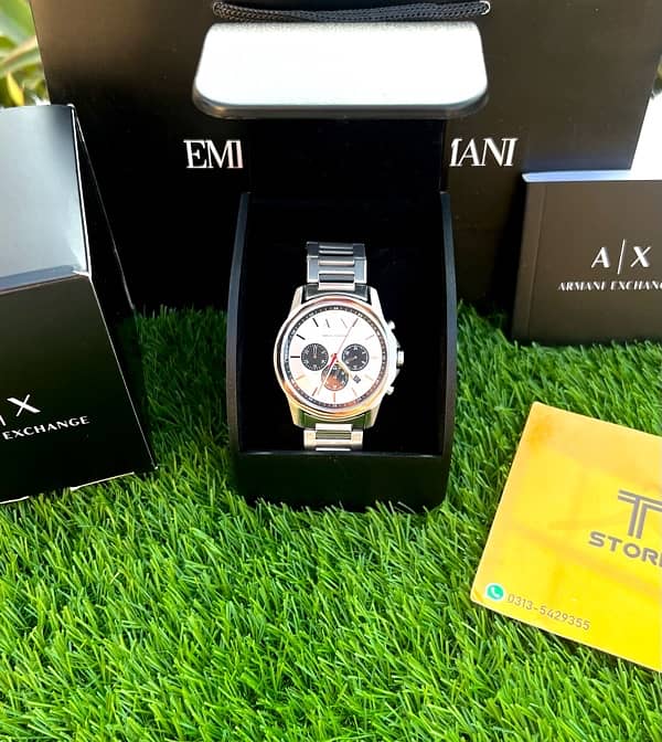 Original Armani Exchange Silver Stainless Steel Watch Complete Box 1