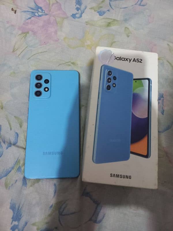 samsung a52 mobile with complete box phone 0