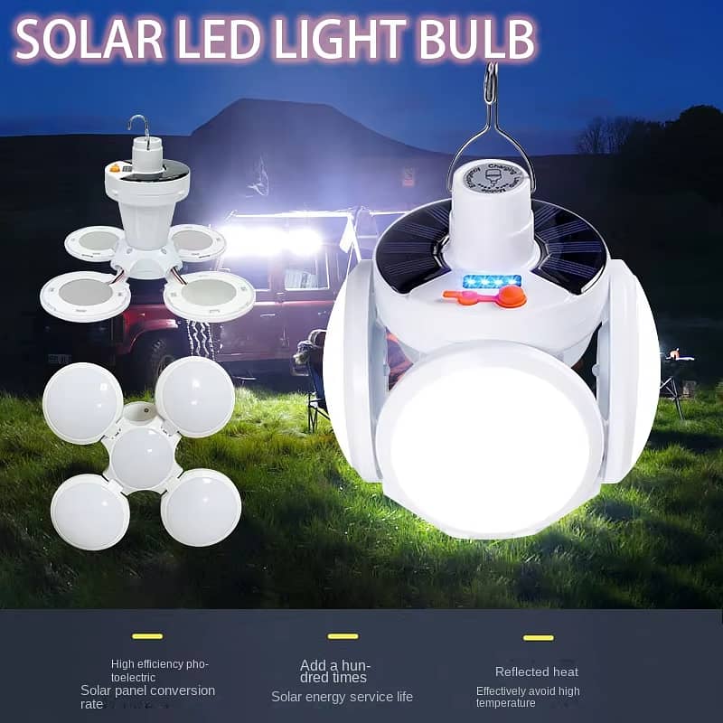 Solar Foldable LED Light 5 lighting Modes USB Rechargeable IPX7 10