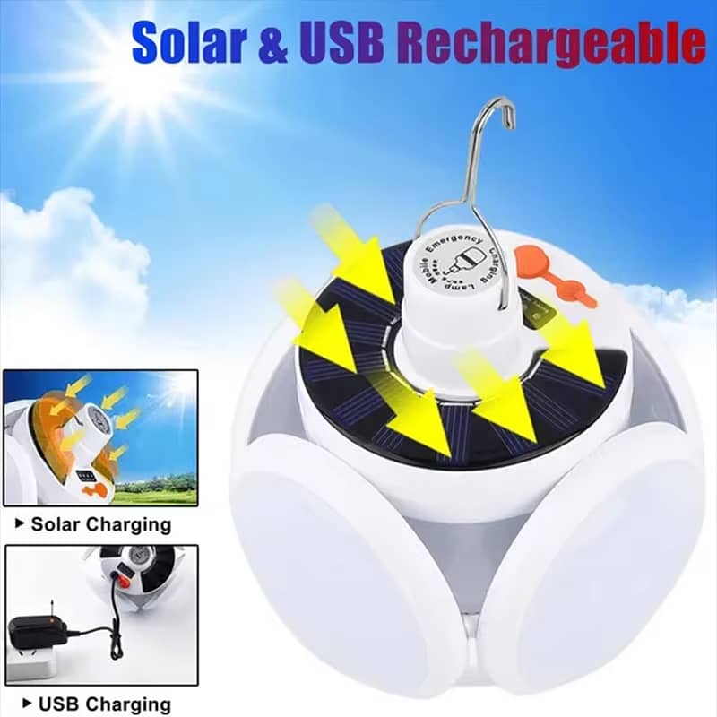 3 IN 1 Multifunction Solar USB Rechargeable Brightest COB Camping LED 4