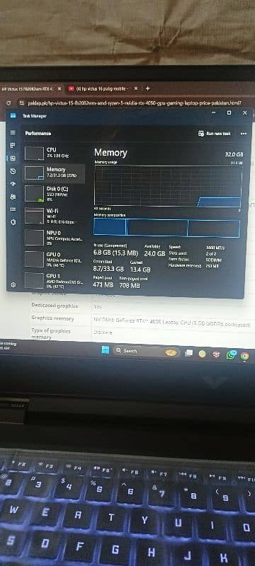 HP VICTUS 15 FB2082wm, AMD Ryzen 5 8645HS, 32GB RAM DDR5, 6GB RTX4050 8