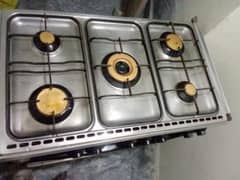 five burner gas cooking range with oven system