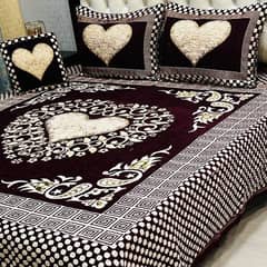 3 pcs crystal Cotton printed Double Bedsheets